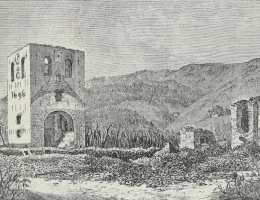 Bragernes kirketårn etter brannen i 1866